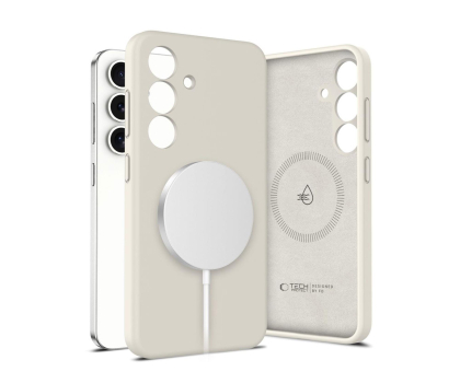 Etui do telefonów TECH-PROTECT Liquid Silicone Magsafe do Samsung Galaxy S25 Cosmic Latte 5906302322152